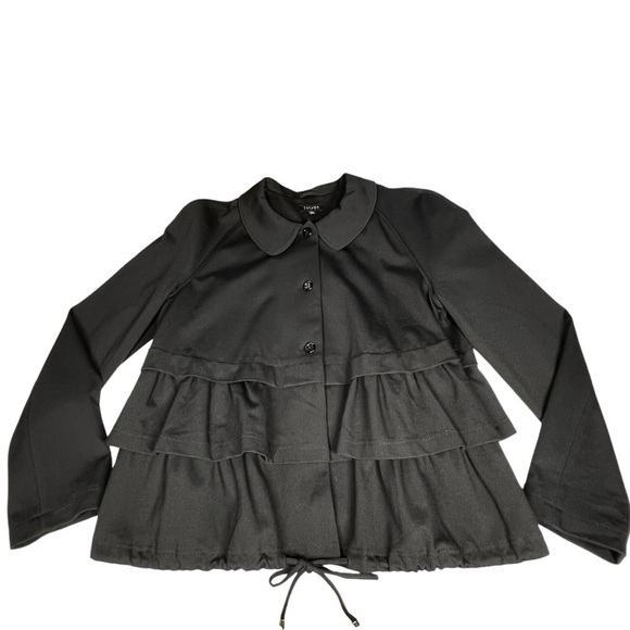 ESCADA SPORT Black Peplum Lined Drawstring Jacket Top Women's Size L EU42 - Picture 8 of 16